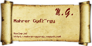 Mahrer György névjegykártya